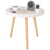 BukkitBow ronde bijzettafel met stabiele driehoekstructuur, verhoogde rand en 50 cm doorsnede, geschikt voor woonkamer decor.