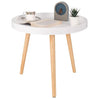 BukkitBow ronde bijzettafel met stabiele driehoekstructuur, verhoogde rand en 50 cm doorsnede, geschikt voor woonkamer decor.