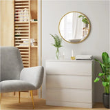BukkitBow ronde spiegel van MDF, met metaal en glas, in 40x40cm, 50x50cm of 60x60cm, elegante muurdecoratie met heldere weergave
