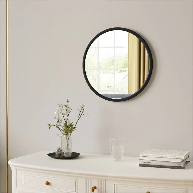 BukkitBow ronde spiegel van MDF, met metalen rand en glas, in verschillende formaten, elegante muurdecoratie met heldere weergave