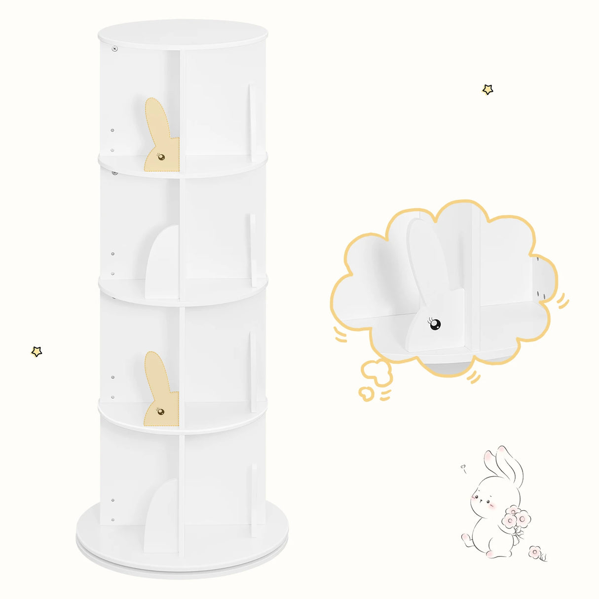 BukkitBow - Roterende Kinderboekenkast met Vakken - 360 Graden Draaibaar