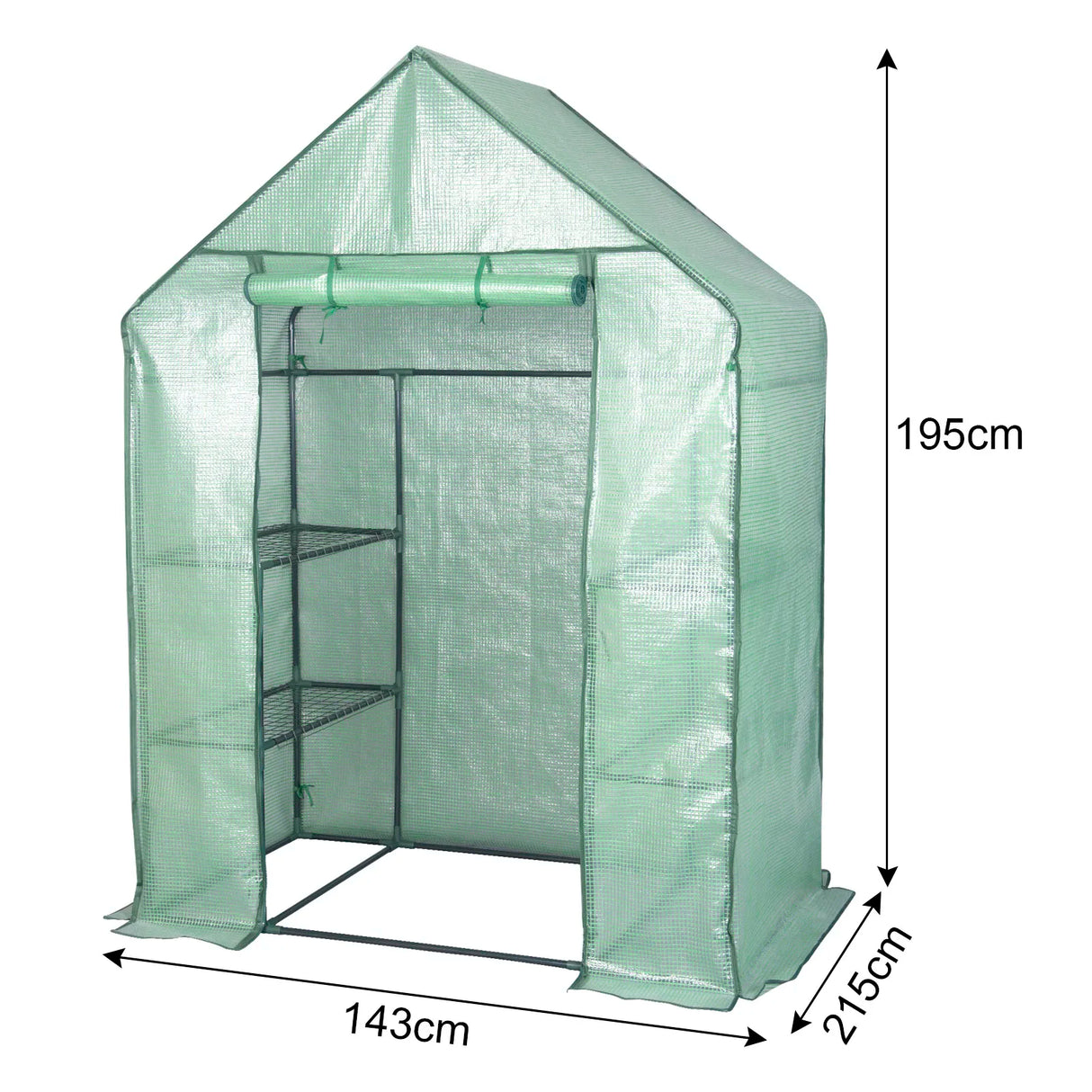 Ruime BukkitBow tuinkas met UV-bestendige folie, ritssluiting en stalen frame voor bescherming en gemakkelijke toegang.