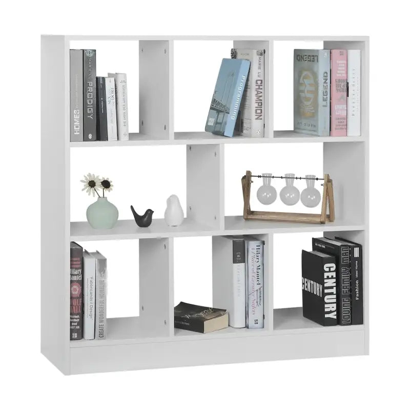 BukkitBow open boekenkast met 8 compartimenten, veilig ontwerp, veelzijdig gebruik, afmetingen 97,5x30x100cm, houten meubel