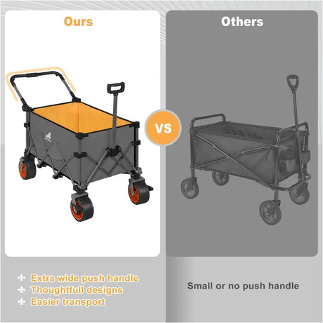BukkitBow grote opvouwbare bolderkar met metalen frame, Oxford doek en grote all-terrain wielen, ideaal voor verschillende terreinen.