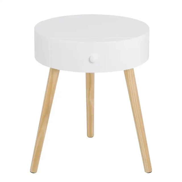 Scandinavisch nachtkastje van BukkitBow met MDF en grenen, waterbestendig met anti-slip voeten, 38x38x47cm.