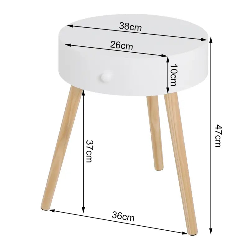 Scandinavisch nachtkastje van BukkitBow, MDF en grenen, waterbestendig met anti-slip voeten, 38x38x47cm
