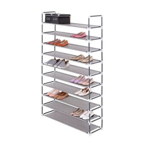 BukkitBow schoenenrek met 4 of 10 lagen, robuust, waterdicht, grote opslagcapaciteit en eenvoudig te monteren voor schoenen en accessoires.