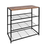 BukkitBow schoenenrek met plank, multifunctioneel en stabiel, geschikt als decoratietafel, afmetingen 63x30x63cm, zwart design.