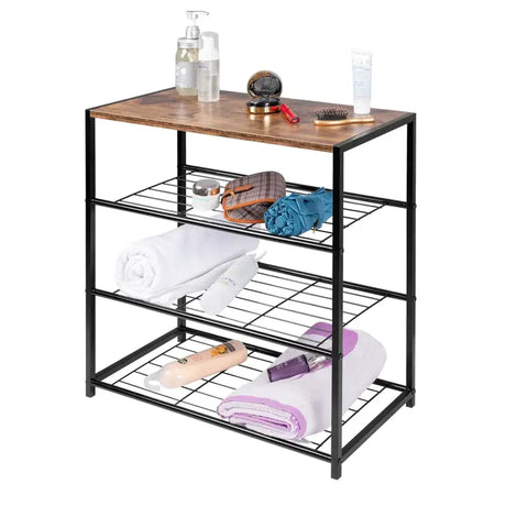BukkitBow schoenenrek met plank, stevig en stabiel, multifunctioneel decoratie tafel, afmetingen 63x30x63 cm.