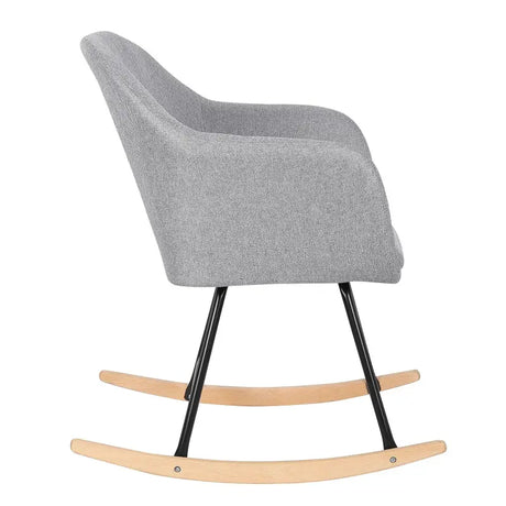 BukkitBow schommelstoel met linnen of fluwelen zitting, comfortabele fauteuil met afmetingen 80 cm hoog en 40x40 cm zitvlak.