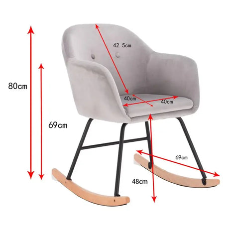 BukkitBow schommelstoel met linnen of fluwelen zitting, 80cm hoog, comfortabele fauteuil voor ontspanning.