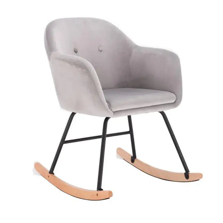 BukkitBow schommelstoel met linnen of fluwelen zitting, comfortabele fauteuil, 80cm hoog, 48cm zithoogte, 40x40cm zitvlak
