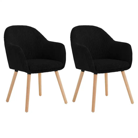 BukkitBow set eetkamerstoelen met comfortabele corduroy bekleding, stevige constructie en verstelbare zithoogte van 49 cm.