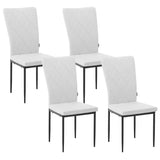 BukkitBow set van eetkamerstoelen met leren en fluwelen bekleding, metalen frame en zithoogte van 46 cm.