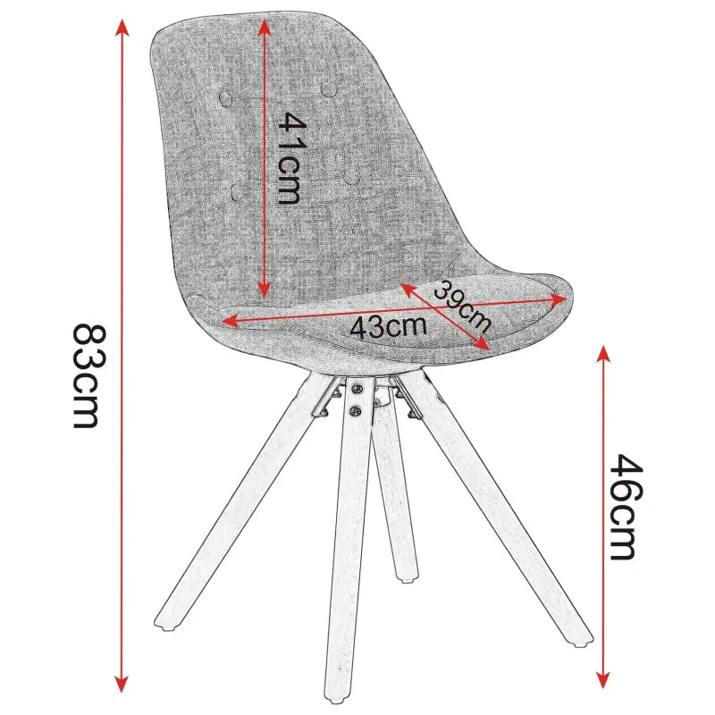 BukkitBow set van 4 stoffen fluwelen eetkamerstoelen met ergonomisch zitcomfort en eenvoudig te monteren, zithoogte 46 cm.