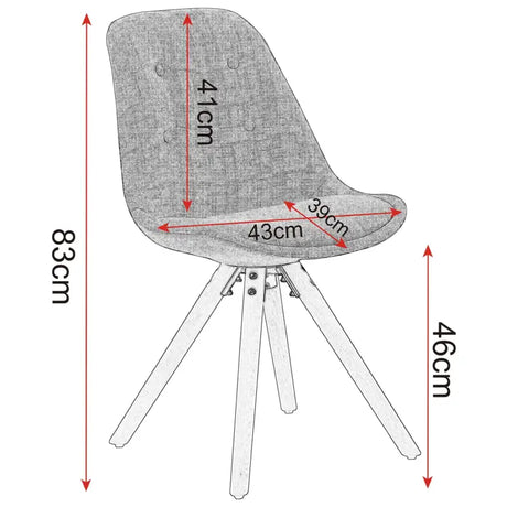 BukkitBow set van 4 stoffen fluwelen eetkamerstoelen met ergonomisch zitcomfort en eenvoudig te monteren, zithoogte 46 cm.
