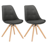 BukkitBow set van 2 stoffen fluwelen eetkamerstoelen met ergonomisch zitcomfort en stijlvol ontwerp, zithoogte 46 cm.