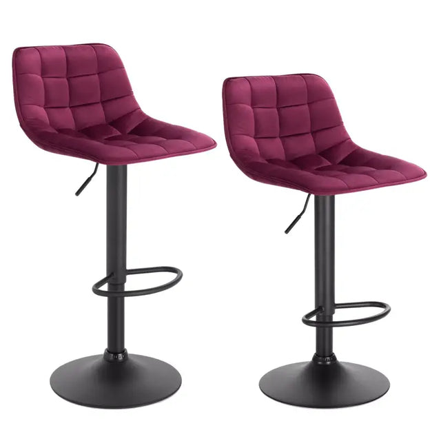 Set van 2 modieuze barkrukken van BukkitBow met fluwelen zitting, metalen frame, ergonomisch ontwerp, hoogte 59-81cm.