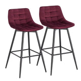 Set van 2 BukkitBow barkrukken, kunstleer en fluweel, 88 cm hoog, met duurzaam metalen frame, geschikt voor eetkamer of bar.