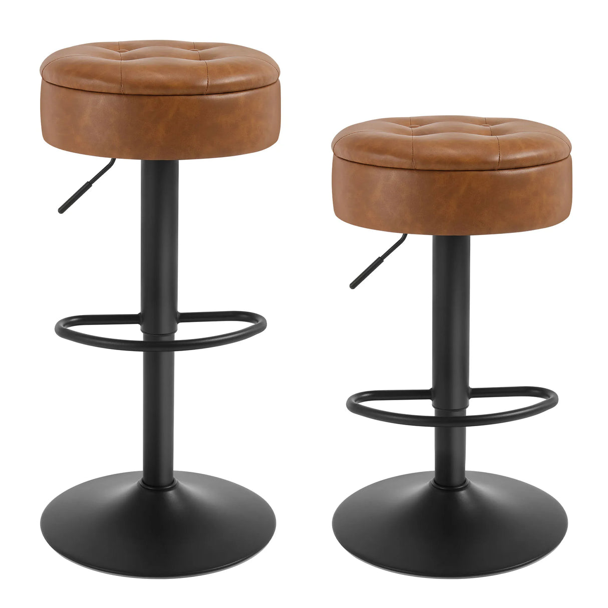 Set van 2 BukkitBow barkrukken, kunstleer of fluweel, in hoogte verstelbaar, elegante barkrukken voor thuis of horeca.