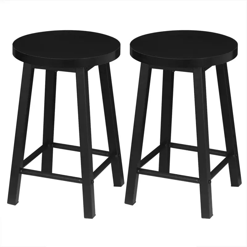 Set van 2 BukkitBow barkrukken met metalen onderstel en houten zitting, zithoogte 45 cm, duurzame en ruimtebesparende stoelen