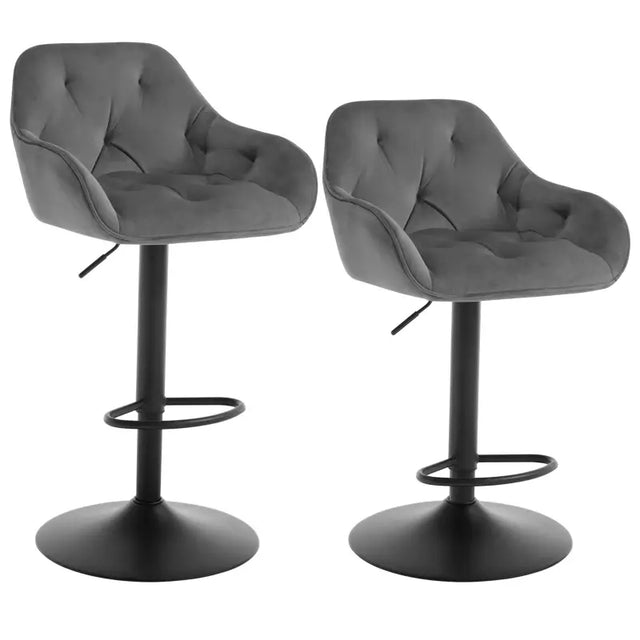 Set van 2 velvet barkrukken van BukkitBow met metalen frame, voetsteun en verstelbare zithoogte 62,5-84 cm.