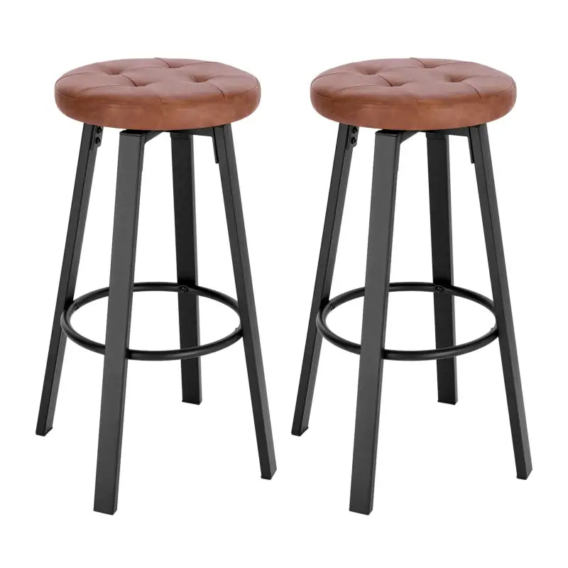 Set van 2 BukkitBow barkrukken met vintage kunstleer, metalen frame en draaibare zitting, diameter 35,5 cm, hoogte 76,5 cm.