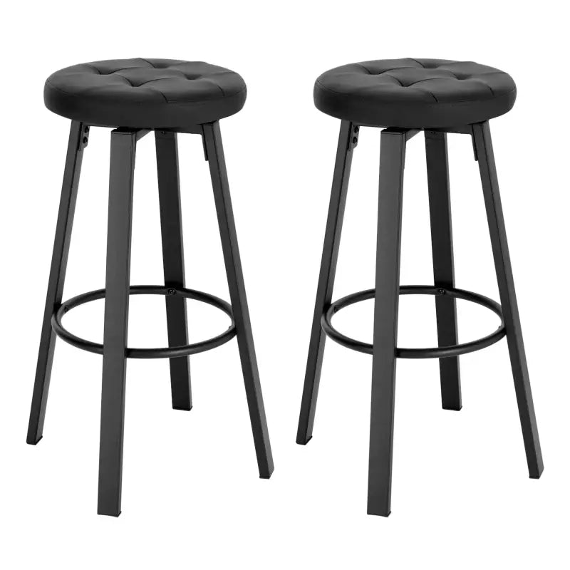 Set van 2 BukkitBow barkrukken met vintage kunstleer, metalen frame, draaibare zitting en diameter van 35,5 cm.