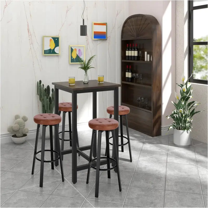 Set van 2 BukkitBow barkrukken met vintage kunstleer, metalen frame, 360° draaibare zitting en 35,5 cm diameter.