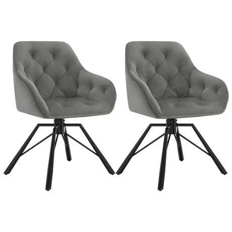 Set van 2 draaibare eettafelstoelen van BukkitBow, kunstleer en fluweel met metalen onderstel, ergonomisch en tot 150 kg draagkracht