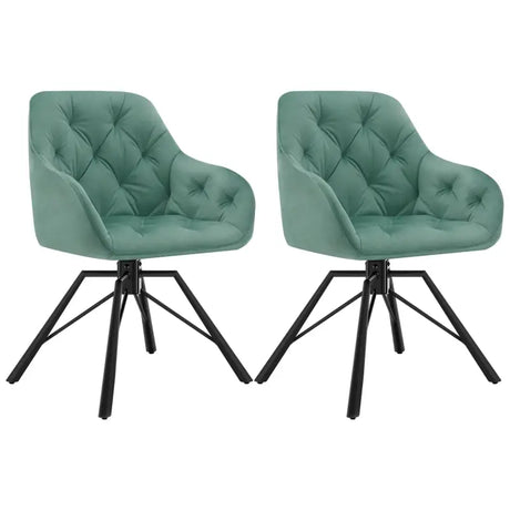 Set van 2 draaibare eetkamerstoelen van BukkitBow met kunstleer en fluweel, metalen frame, ergonomisch ontwerp en 150 kg draagvermogen