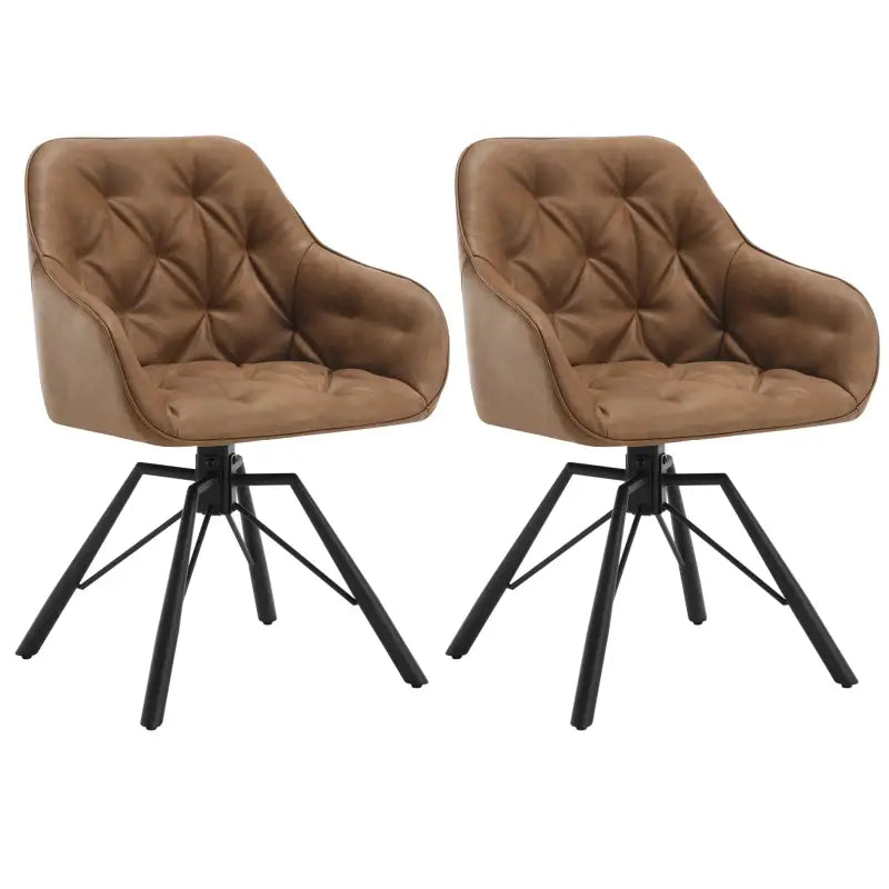 Set van 2 draaibare BukkitBow eetkamerstoelen met kunstleer, fluweel en metalen basis, ergonomisch ontworpen, tot 150 kg draagvermogen.