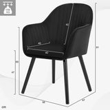 Set van 2 BukkitBow eetkamerstoelen met fluweel, armleuningen, gestoffeerd zitting en houten poten, elegant en comfortabel.