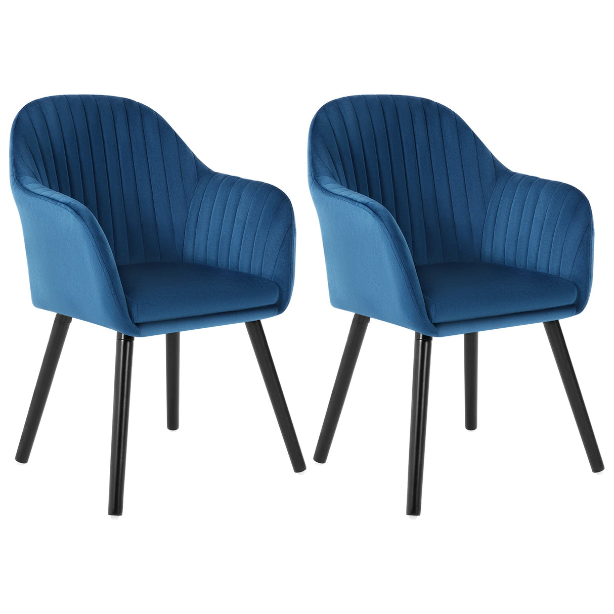 Set van 2 BukkitBow eetkamerstoelen in fluweel met armleuningen, gestoffeerd en met houten poten, elegante zithoeken voor de eetkamer.