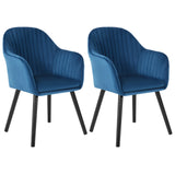 Set van 2 BukkitBow eetkamerstoelen in fluweel met armleuningen, gestoffeerd en met houten poten, elegante zithoeken voor de eetkamer.