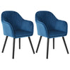 Set van 2 BukkitBow eetkamerstoelen in fluweel met armleuningen, gestoffeerd en met houten poten, elegante zithoeken voor de eetkamer.