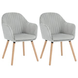 Set van 2 BukkitBow eetkamerstoelen met fluweel, armleuningen, gestoffeerd zitting en houten poten, stijlvolle en comfortabele stoelen