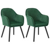 Set van 2 BukkitBow eetkamerstoelen met fluwelen bekleding, armleuningen en houten poten, gestoffeerd voor comfortabele zit.