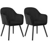 Set van 2 BukkitBow eetkamerstoelen met fluwelen bekleding, armleuningen en houten poten, gestoffeerde zit voor elegante dining.