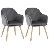 BukkitBow set van 2 eetkamerstoelen met fluweel, armleuningen, gestoffeerd zitting en houten poten, elegante woonkamerstoelen