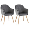 BukkitBow set van 2 eetkamerstoelen met fluweel, armleuningen, gestoffeerd zitting en houten poten, elegante woonkamerstoelen