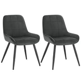 Set van 2 BukkitBow eetkamerstoelen met fluwelen of kunstleren bekleding en metalen frame, 81,5 cm hoog, modern design.