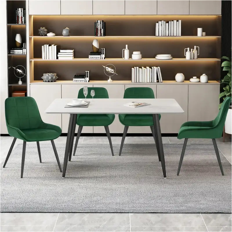 Set van 2 BukkitBow eetkamerstoelen met fluwelen en kunstleren zitting, metalen frame, 81,5 cm hoog, modern design.