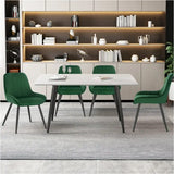 Set van 2 BukkitBow eetkamerstoelen met fluwelen en kunstleren zitting, metalen frame, 81,5 cm hoog, modern design.