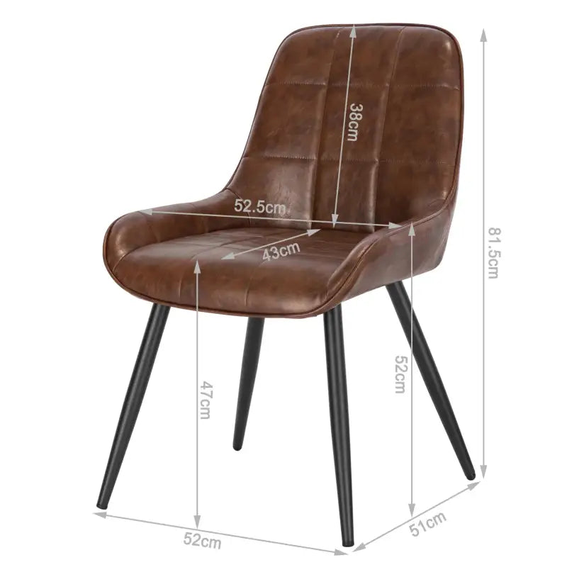 Set van 2 BukkitBow eetkamerstoelen met fluweel of kunstleer, metalen frame, modern design, hoogte 81,5 cm.