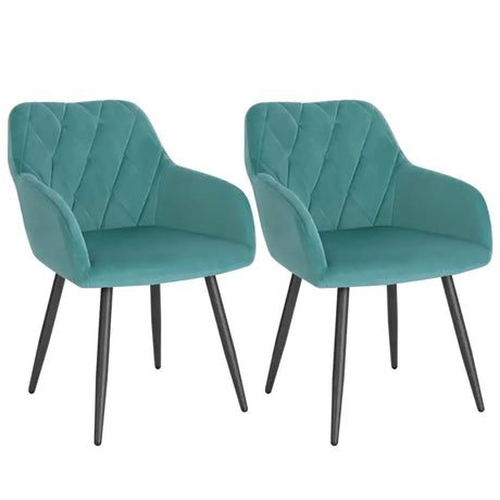 BukkitBow set van 2 fluwelen eetkamerstoelen met metalen poten en ergonomisch ontwerp, zithoogte 46,5 cm.