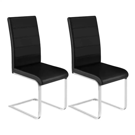 Set van 2 BukkitBow eetkamerstoelen met leren en fluweel, hoge rugleuning, metalen poten en zithoogte van 48,5 cm.