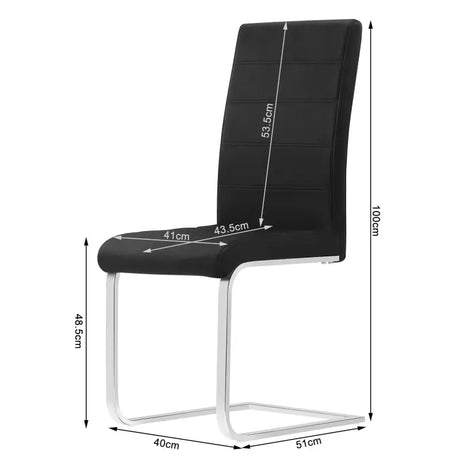 BukkitBow set van 2 eetkamerstoelen met lederen en fluwelen bekleding, hoge rugleuning en metalen poten, zithoogte 48,5 cm.