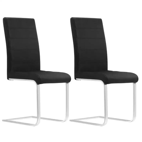 BukkitBow set van 2 eetkamerstoelen met lederen en fluwelen bekleding, hoge rugleuning en metalen poten, zithoogte 48,5 cm.