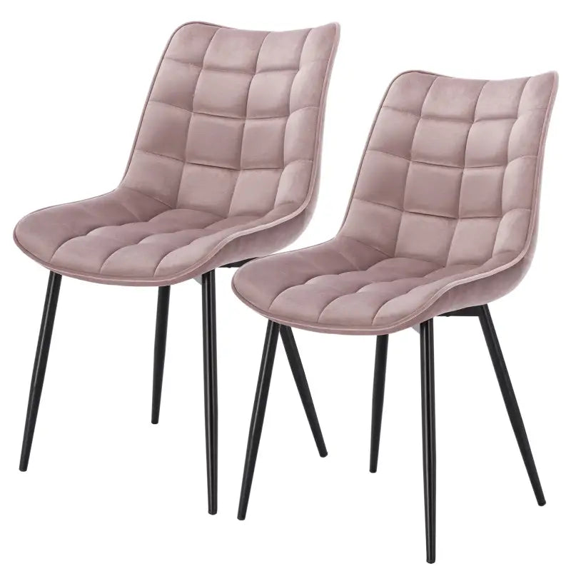 Set van 2 BukkitBow eetkamerstoelen met leren, stoffen en fluweel, metalen poten en ergonomisch ontwerp, zithoogte 46 cm.